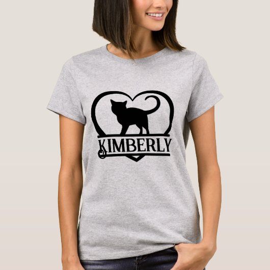 Kat Silhouet Hart Gespleten Monogram T-shirt (Voorkant)