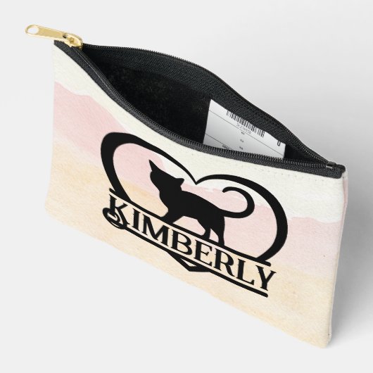 Kat Silhouet Hart Gesplitst Monogram Etui (Open)