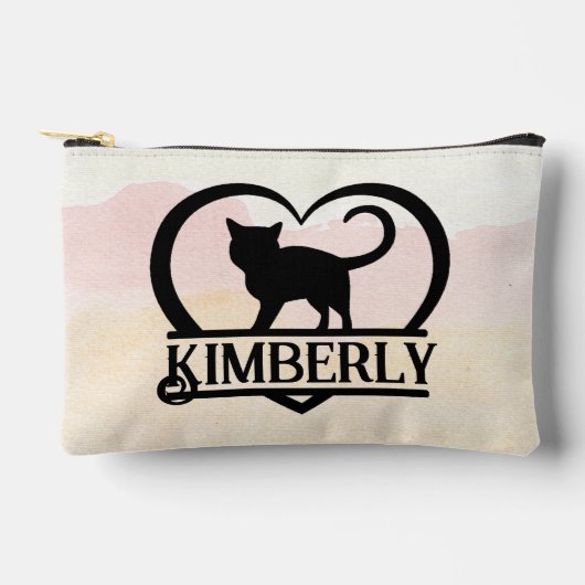 Kat Silhouet Hart Gesplitst Monogram Etui (Voorkant)