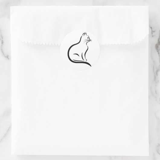 Kat silhouet illustratie ronde sticker (Tas)