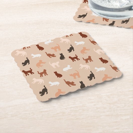 Kat silhouet kartonnen onderzetters (Gebogen)