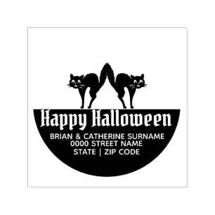 Kat silhouet leuk halloween retouradres  zelfinktende stempel
