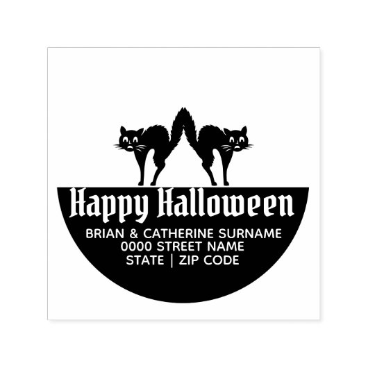 Kat silhouet leuk halloween retouradres zelfinktende stempel (Design)