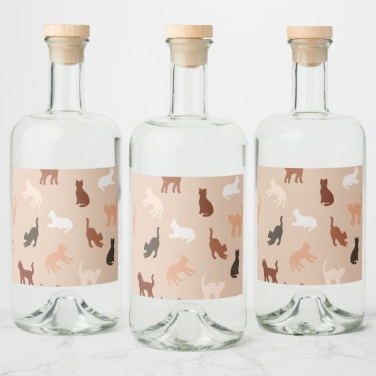 Kat silhouet likeurfles etiket (Flessen)