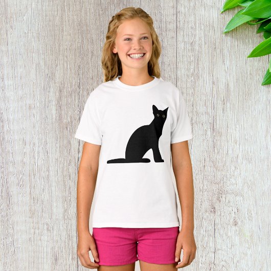 Kat Silhouet Meisjes T-shirt