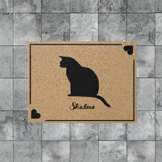 Kat silhouet met gepersonaliseerde monogram naam deurmat
