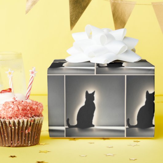 Kat silhouet met gloed cadeaupapier (Verjaardagsfeest)