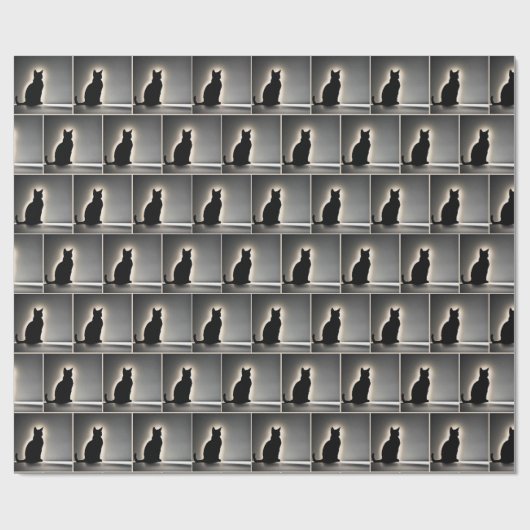 Kat silhouet met gloed cadeaupapier (Vlak)