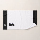 Kat Silhouet & monogram op zwart & wit Bad T Handdoek (Handdoek)