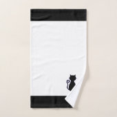Kat silhouet & monogram op zwart & wit badhanddoek bad handdoek (Handdoek)