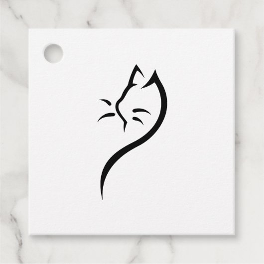 Kat silhouet omtrek bedankjes labels (Voorkant)