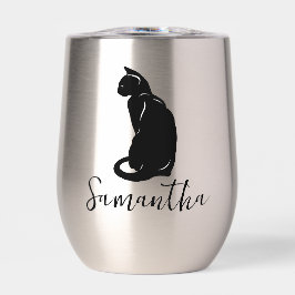 Kat Silhouet Ontwerp Thermische Wijn Tumbler