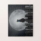 Kat silhouet op hek legpuzzel (Verticaal)