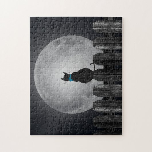 Kat silhouet op hek legpuzzel (Verticaal)