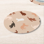 Kat silhouet ronde kartonnen onderzetter (Gebogen)