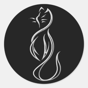 KAT SILHOUET RONDE STICKER
