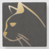 Kat silhouet stenen onderzetter (Voorkant)