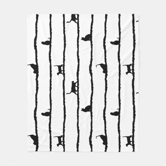 Kat Silhouet Strepen Abstract Hand getrokken Patro Fleece Deken (Voorkant)