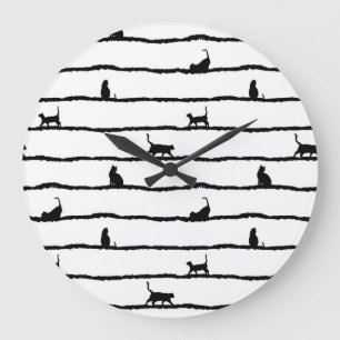 Kat Silhouet Strepen Abstract Hand getrokken Patro Grote Klok