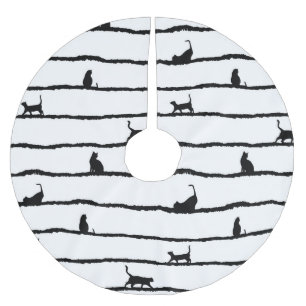 Kat Silhouet Strepen Abstract Hand getrokken Patro Kerstboom Rok