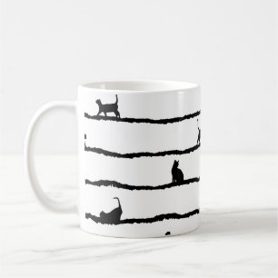 Kat Silhouet Strepen Abstract Hand getrokken Patro Koffiemok