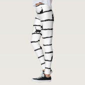 Kat Silhouet Strepen Abstract Hand getrokken Patro Leggings (Links)