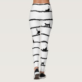 Kat Silhouet Strepen Abstract Hand getrokken Patro Leggings (Achterkant)