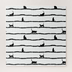 Kat Silhouet Strepen Abstract Hand getrokken Patro Legpuzzel