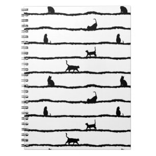 Kat Silhouet Strepen Abstract Hand getrokken Patro Notitieboek