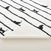 Kat Silhouet Strepen Abstract Hand getrokken Patro Sherpa Deken (3/4)