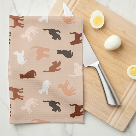 Kat silhouet theedoek (Quarter Fold)