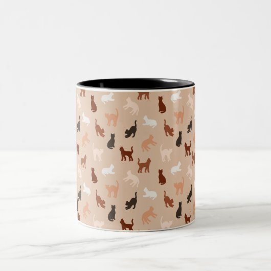 Kat silhouet tweekleurige koffiemok (Center)