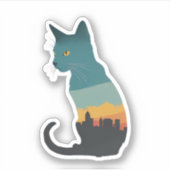 Kat silhouet vervaagd sticker (Voorkant)