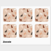 Kat silhouet vierkante sticker (Vel)