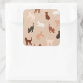 Kat silhouet vierkante sticker (Tas)