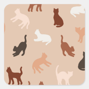 Kat silhouet vierkante sticker