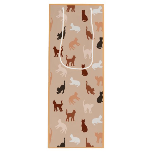 Kat silhouet wijn cadeautas (Voorkant)