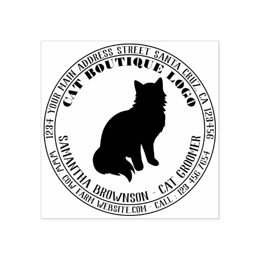 Kat silhouet zittend huisdier verzorging rubberstempel (Afrduk)
