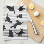 Kat Silhouette Black & White Light Grey Wispy Theedoek (Quarter Fold)