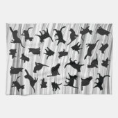 Kat Silhouette Black & White Light Grey Wispy Theedoek (Horizontaal)