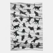 Kat Silhouette Black & White Light Grey Wispy Theedoek (Verticaal)