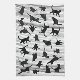 Kat Silhouette Black & White Light Grey Wispy Theedoek