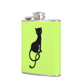 Kat Silhouette, grijs, zwart Kat groen Heupfles (Links)