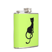 Kat Silhouette, grijs, zwart Kat groen Heupfles (Rechts)