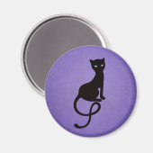 Kat Silhouette, grijs, zwart Kat Paars Magneet (Voorkant / Achterkant)