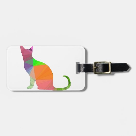 Kat Silhouette met laag poly Bagagelabel (Voorkant horizontaal)
