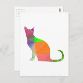 Kat Silhouette met laag poly Briefkaart (Voorkant / Achterkant)