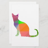 Kat Silhouette met laag poly Briefpapier (Voorkant / Achterkant)