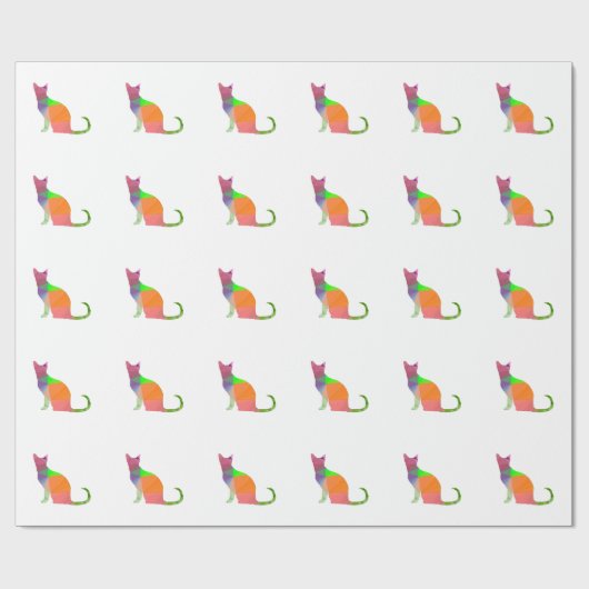 Kat Silhouette met laag poly Cadeaupapier (Vlak)