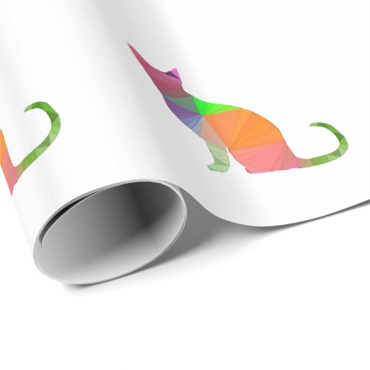 Kat Silhouette met laag poly Cadeaupapier (Rol Hoek)